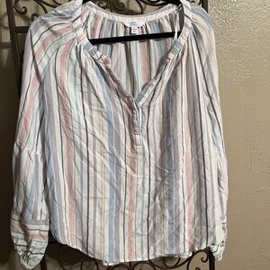 Time and true striped blouse